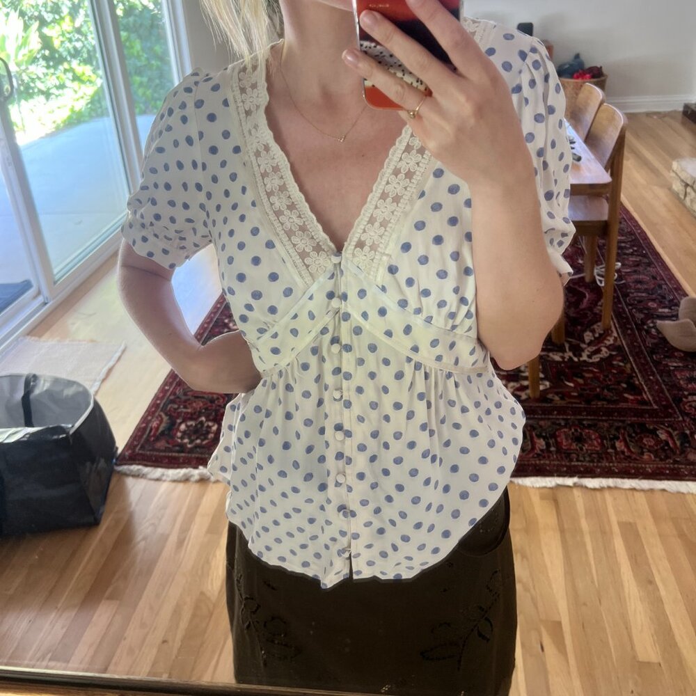 White polka dot blouse
